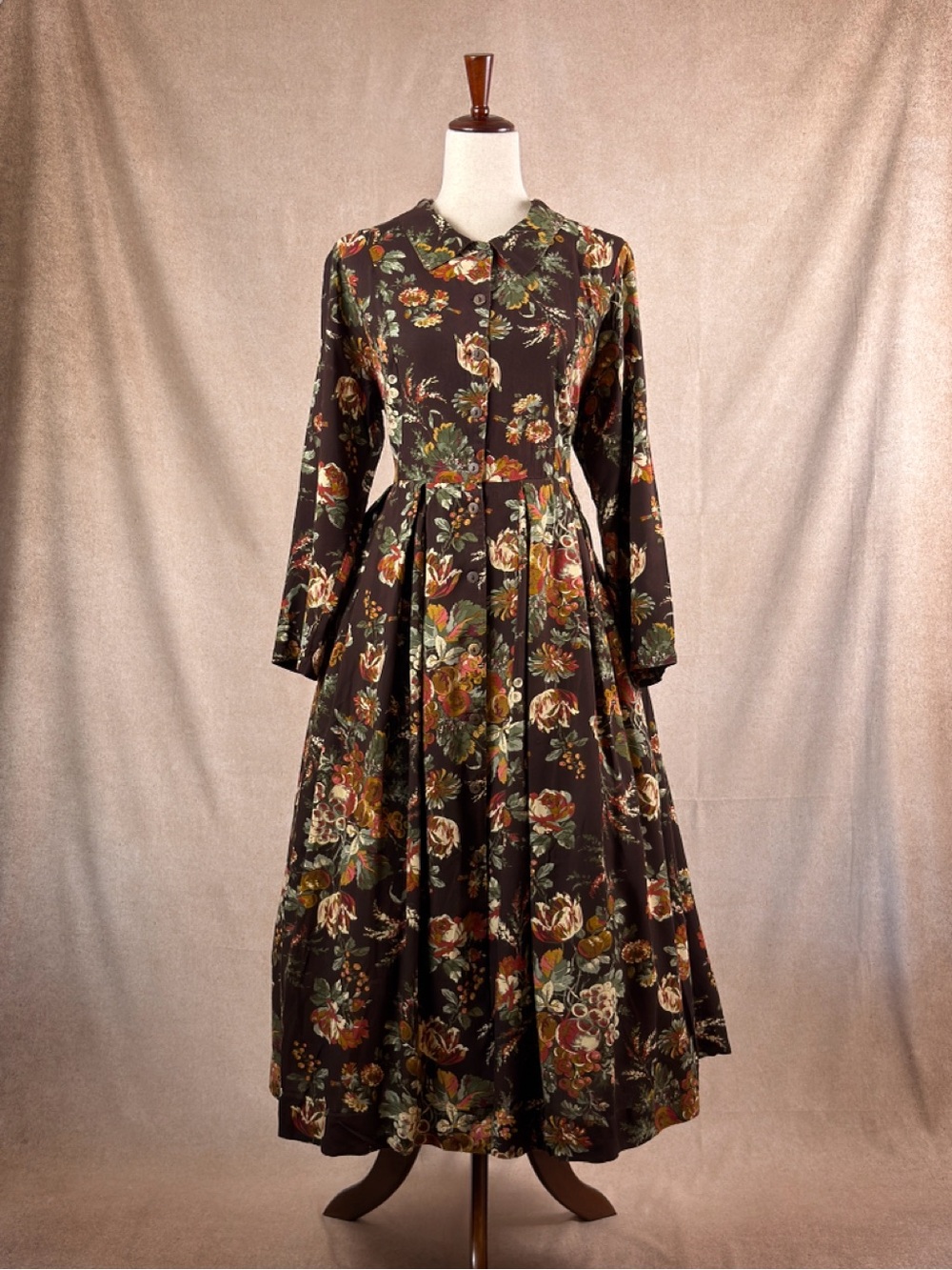 April Cornell Long-Sleeve Chocolate Floral Dress